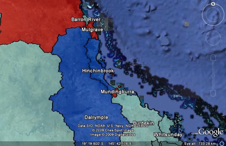 Electorates around Cairns and Townsville