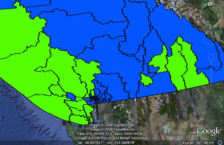 Southern BC, including Vancouver on the bottom-left.