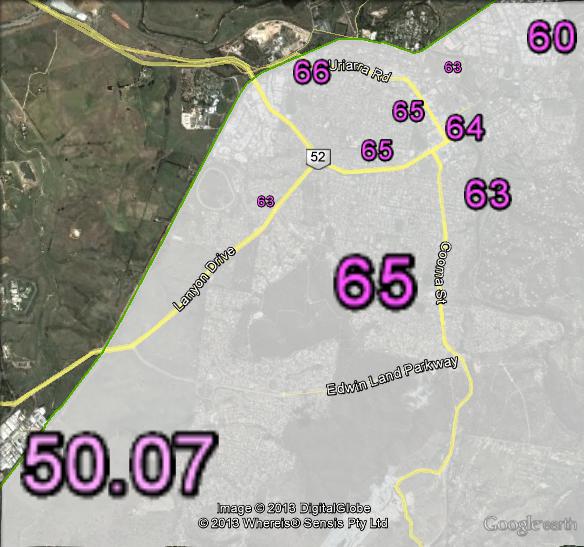 Two-party-preferred votes in Queanbeyan at the 2010 federal election.