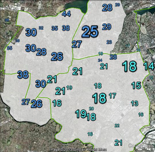 Liberal primary votes in Grayndler at the 2010 federal election.