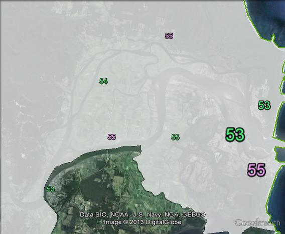 Two-party-preferred votes at the mouth of the Clarence River at the 2010 federal election.