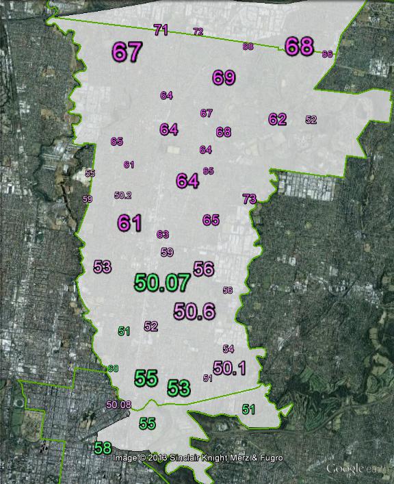 Two-candidate-preferred votes in Batman at the 2010 federal election.