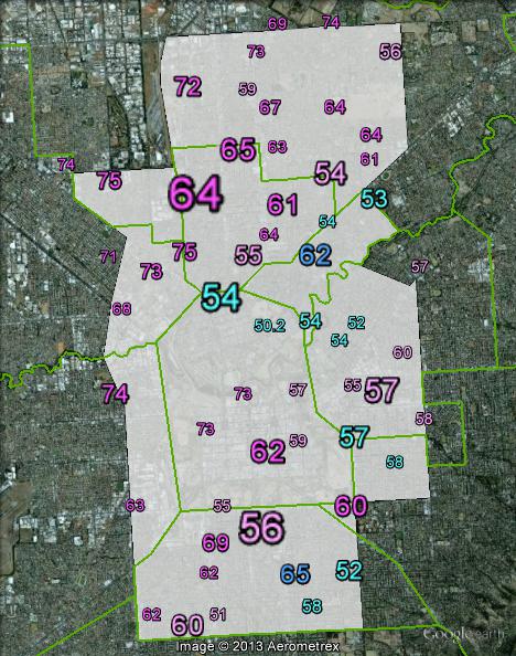 Two-party-preferred votes in Adelaide at the 2010 federal election.
