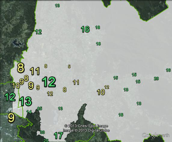 Greens primary votes in Casey at the 2010 federal election.