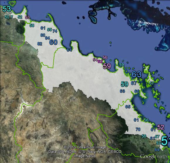 Two-party-preferred votes in Dawson at the 2010 federal election.