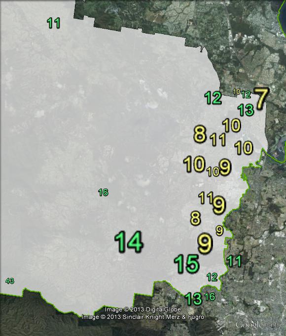 Greens primary votes in Dickson at the 2010 federal election.