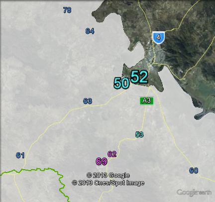 Two-candidate-preferred votes in parts of Flynn near Rockhampton at the 2010 federal election.