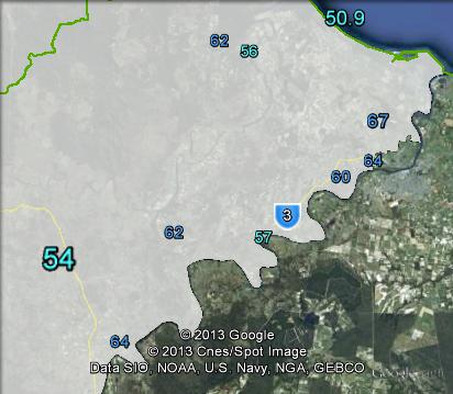 Two-candidate-preferred votes in parts of Flynn near Bundaberg at the 2010 federal election.