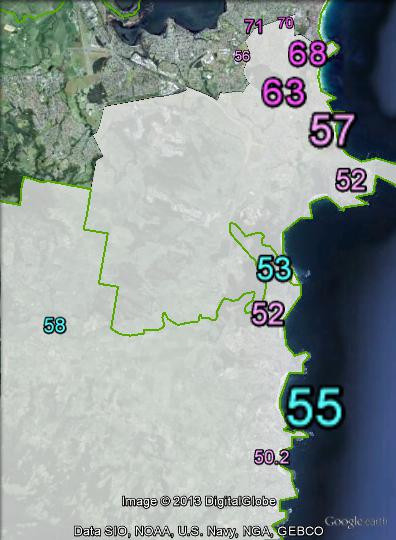 Two-party-preferred votes in Kiama and Shellharbour parts of Gilmore at the 2010 federal election.