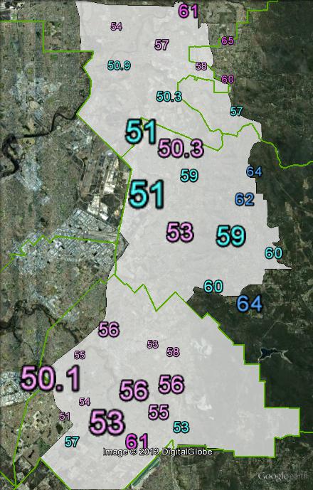 Two-party-preferred votes in Hasluck at the 2010 federal election.