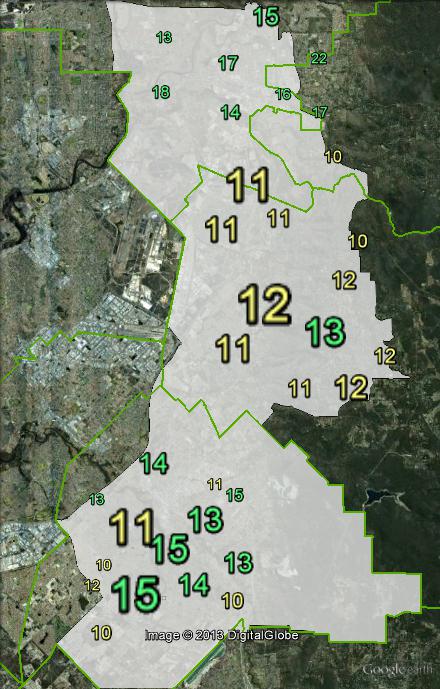 Greens primary votes in Hasluck at the 2010 federal election.