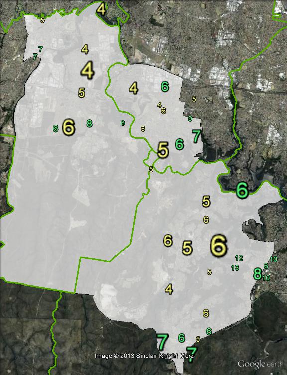 Greens primary votes in Hughes at the 2010 federal election.
