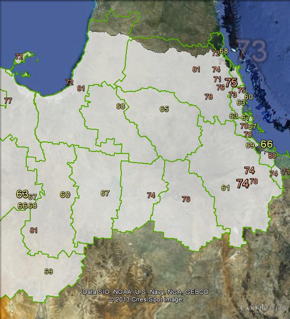 Two-candidate-preferred votes in Kennedy at the 2010 federal election.