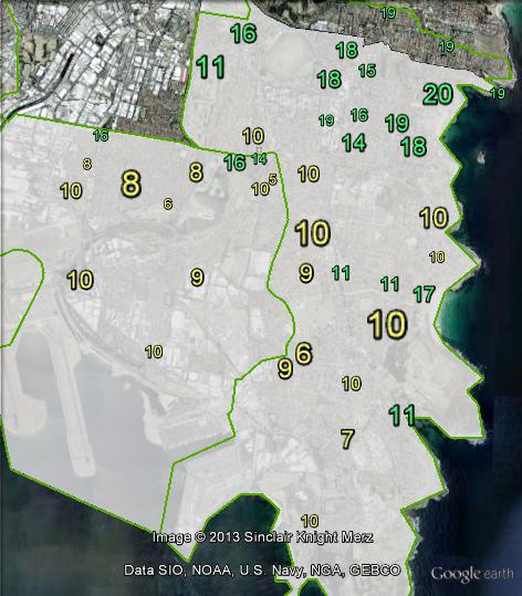 Greens primary votes in Kingsford Smith at the 2010 federal election.