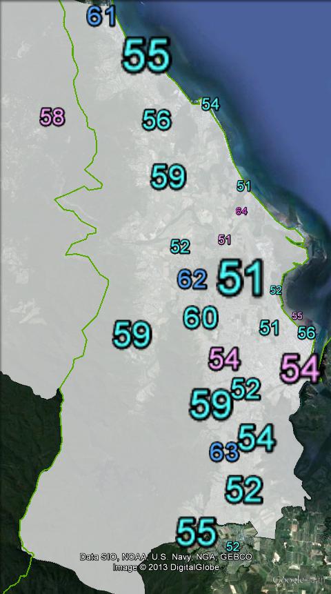 Two-party-preferred votes in booths near Cairns in Leichhardt at the 2010 federal election.