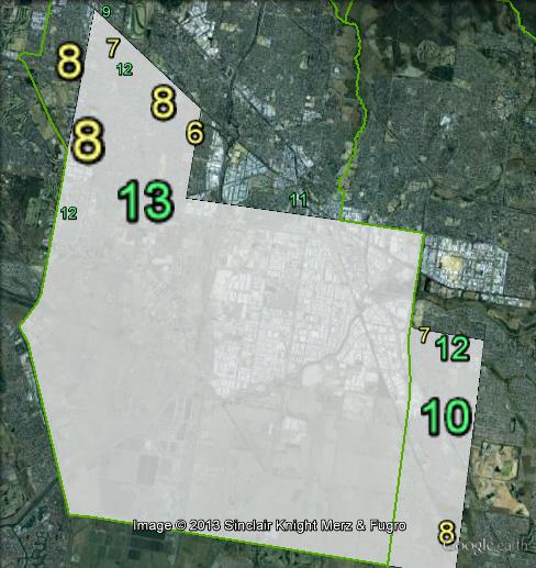 Greens primary votes at the 2013 Lyndhurst by-election.