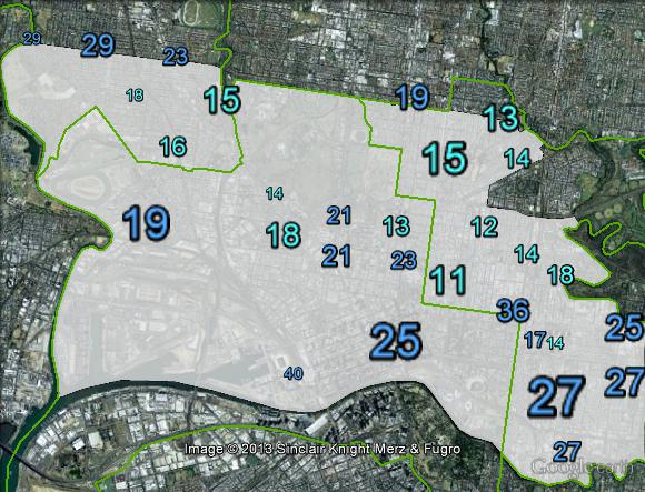 Liberal primary votes in Melbourne at the 2010 federal election.