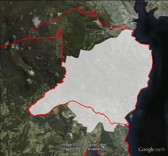 Nelson's current and previous boundaries. 1999-2008 boundaries shown as red line, 2009-2013 boundaries shown as white area. Click to enlarge.