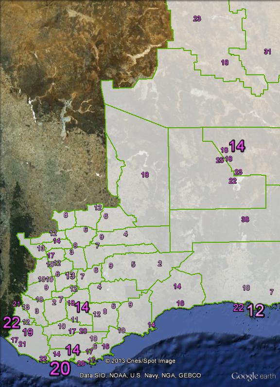 Labor primary votes in O'Connor at the 2010 federal election.