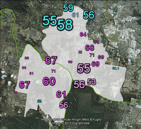 Two-party-preferred votes in Oxley at the 2010 federal election.