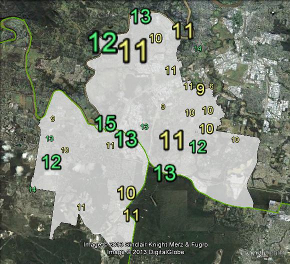 Greens primary votes in Oxley at the 2010 federal election.