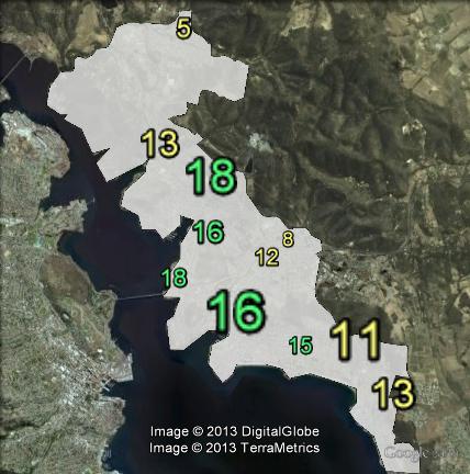 Greens primary votes in Pembroke at the 2007 election.