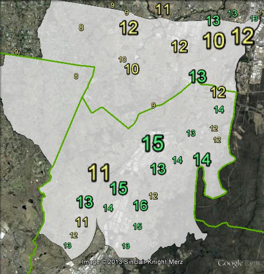 Greens primary votes in Werriwa at the 2010 federal election.