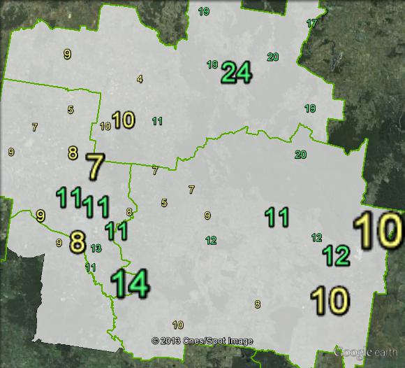 Greens primary votes in Ballarat at the 2010 federal election.