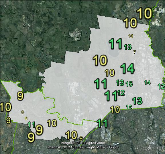 Greens primary votes in Calwell at the 2010 federal election.