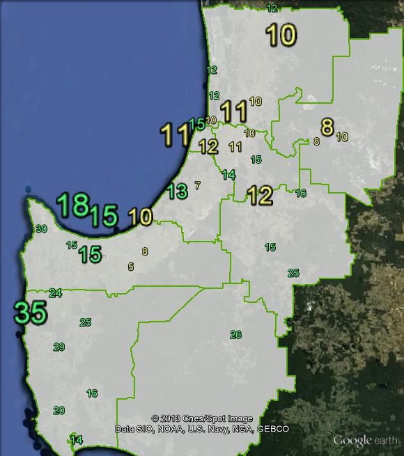 Greens primary votes in Forrest at the 2010 federal election.