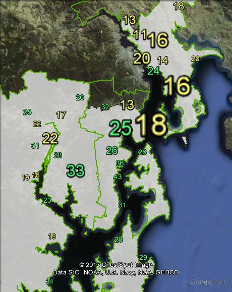 Greens primary votes in Franklin at the 2010 federal election.