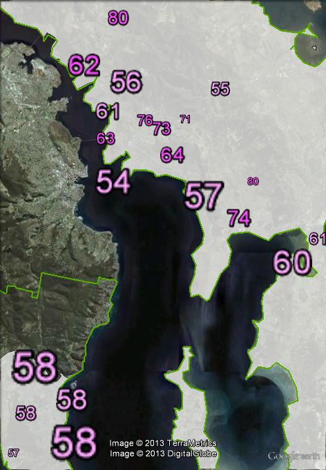 Two-party-preferred votes in parts of Franklin near Hobart at the 2010 federal election.