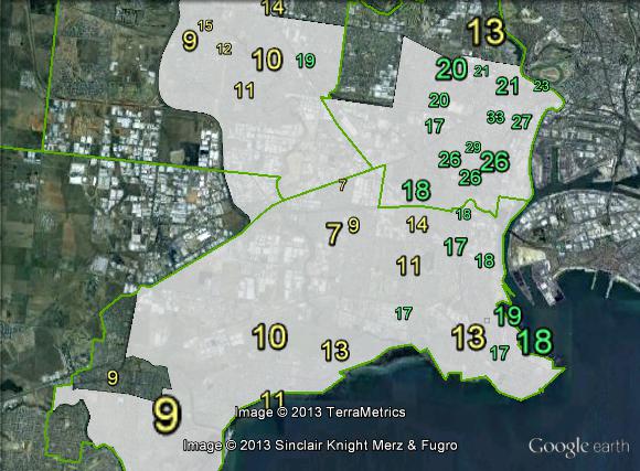 Greens primary votes in Gellibrand at the 2010 federal election.