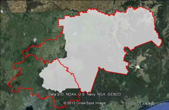 Map of Indi's 2010 and 2013 boundaries. 2010 boundaries marked as red lines, 2013 boundaries marked as white area. Click to enlarge.