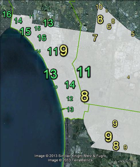 Greens primary votes in Isaacs at the 2010 federal election.