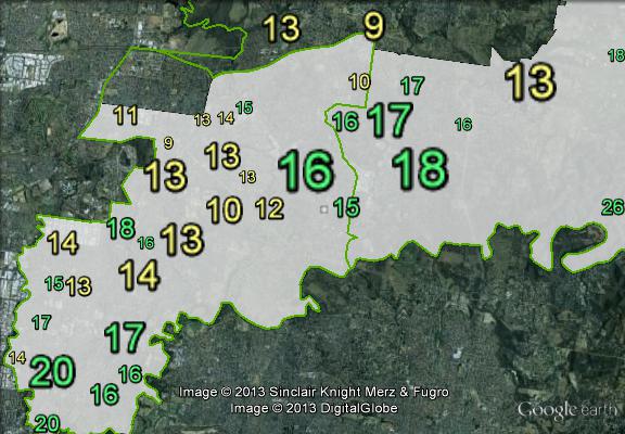 Greens primary votes in Jagajaga at the 2010 federal election.