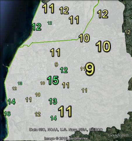 Greens primary votes in northern parts of Kingston at the 2010 federal election.