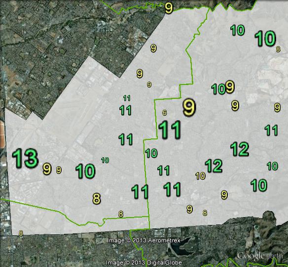 Greens primary votes in Makin at the 2010 federal election.