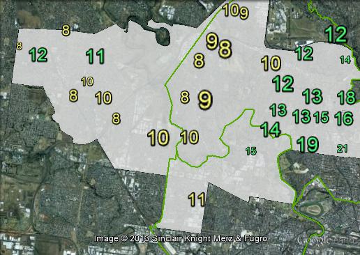 Greens primary votes in Maribyrnong at the 2010 federal election.