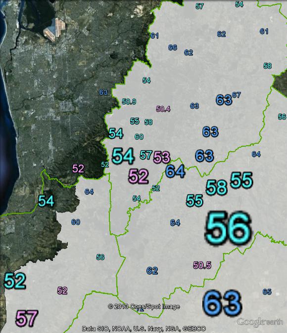 Two-party-preferred votes in the Adelaide Hills at the 2010 federal election.