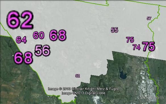 Two-party-preferred votes in parts of McEwen near Sunbury at the 2010 federal election.