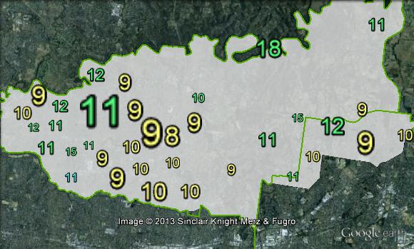 Greens primary votes in Menzies at the 2010 federal election.