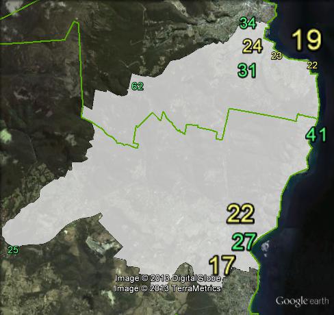 Primary votes for Greens candidate Tom Baxter in Nelson at the 2013 Legislative Council election.