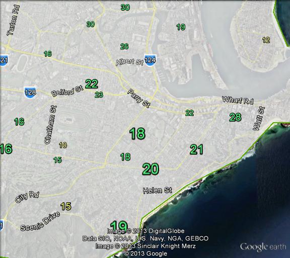 Greens primary votes in inner Newcastle at the 2010 federal election.