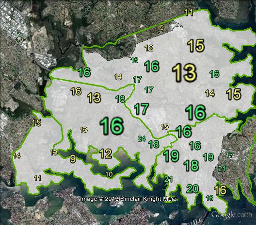 Greens primary votes in North Sydney at the 2010 federal election.