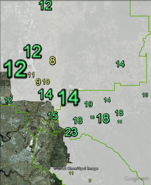 Greens primary votes in the Mundaring and Swan areas at the 2010 federal election.