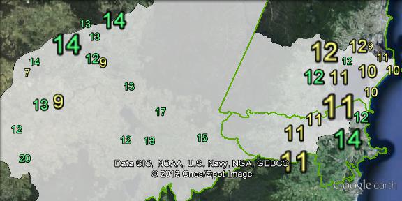 Greens primary votes in Throsby at the 2010 federal election.