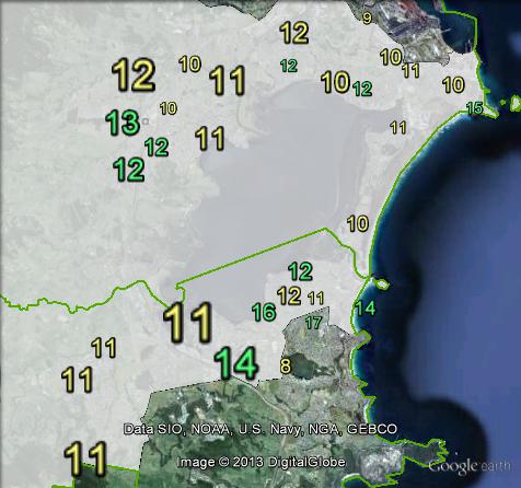 Greens primary votes in those parts of Throsby around Shellharbour and Port Kembla at the 2010 federal election.