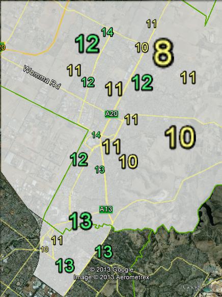 Greens primary votes in Elizabeth at the 2010 federal election.