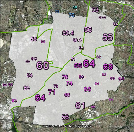 Two-party-preferred votes in Watson at the 2010 federal election.